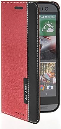 MOONCASE Slim Side Flip Leather Card Pouch Stand Case Cover for HTC One 2 (M8) Red
