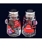 Red Hat Dazzle Design - Hand Painted - Salt & Pepper Shakers, 2.5 oz., Set of 2
