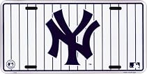 NY Yankees White Pinstripe License Plate