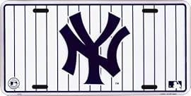 NY Yankees White Pinstripe License Plate