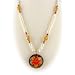 Murano Glass Orange Flower Pendant Freshwater Pearls Sterling Silver Necklace 1307