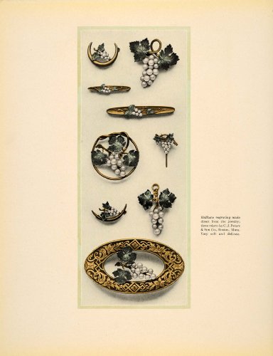 1913 Art Nouveau Costume Jewelry Pin Brooch Clip Print - Original Print