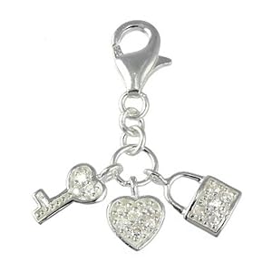 SilberDream Charms - Charm Coeur Heart clés zircone pour charmes colliers bracelets boucles d'oreilles - Argent 925 Sterling - FC224W