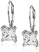 Amazon Essentials Platinum or Gold-Plated Sterling Silver Swarovski Zirconia Princess-Cut Leverback Earrings, (previously Amazon Collection)