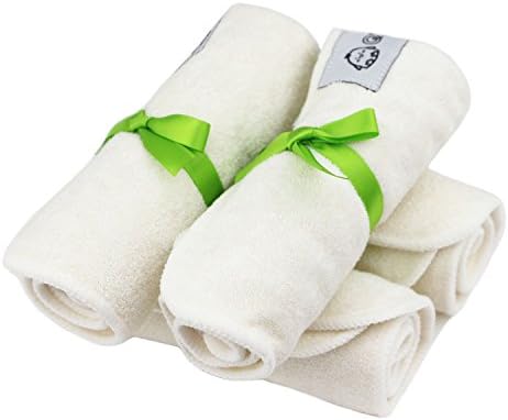 QTPIE Snuggly Soft Bamboo Double Ply Baby Bath Washcloths, 4 Pack