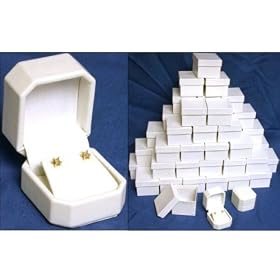 48 White Leather Earring & Pendant Jewelry Gift Boxes