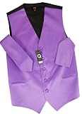 Brand Q Wedding Vest Set Solid Violet 3pcs Tuxedo Vest + Necktie + Handkerchief