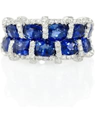 Diamond and Blue Sapphire 18k White Gold Ring