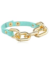 Leather Snap with Chain Link Bracelet, 7"