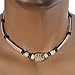 Men Pendant Bead Hemp Braid Surfer Choker Necklace Stylish Tribal (Beige with Black)