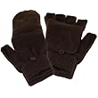 Winter Knit Flip Mitten Fingerless Gloves Glomitt Brown