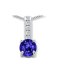 Original Star K (tm) Simulated Tanzanite Round 7mm Pendant in .925 Sterling Silver