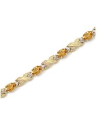 10K Yellow Gold Oval Citrine and Diamond Bracelet