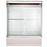 American Standard Tuscany Frameless By-Pass Tub Door AS-AM0174T-400. 58 1/4'' W x 60'' H, Clear Glass, Silver Shine finish