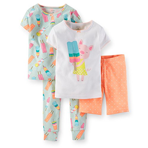 Carter's Little Girls 4 Piece Snug Fit Cotton Sleeper Pajamas (2t-5t)(piggy)