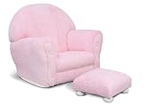 Kid's Upholstered Rocker With Ottoman in Pink Chenille Finish