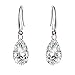 Women Dangle Earrings 14k White Gold Plated 12mm Pear Shape Naked Drill Cubic Zirconia Crystal Eardrop for Women