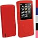 iGadgitz Red Silicone Skin Case Cover for Sony Walkman NWZ-E384 4GB 8GB + Screen Protector