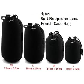 4PCS Neoprene DSLR Lens Soft Pouch Case Bag Size S+M+L+XL for Canon Nikon Sony