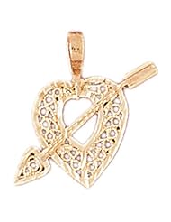 Dazzlers Solid 14k Gold Filigree Heart with Cupid Arrow Charm Pendant Available in three colors from jewelsberry (weights: 1.3 grams only)