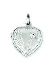 Sterling Silver CZ Heart Locket Pendant Jewelry 24mm