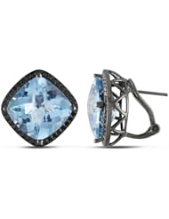 14k White Gold Sky-Blue-Topaz and Diamond Earrings (.75 cttw, G-H Color, SI Clarity)