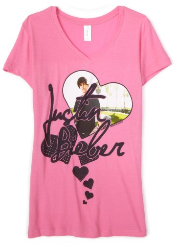 External hard drive:Bravado Girls 7-16 Justin Bieber - Hearts Girls T-Shirt,Hot Pink,Medium