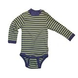Baby Body langarm ringel, Wolle & Seide, Engel Natur, Gr. 86/92, Pflaume/Kiwi