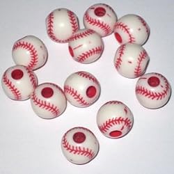12mm Plastic Baseball Bead, 12 Pc/Pkg