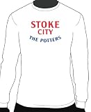 Stoke City Basic Logo Soccer Long Sleeve Tee, Adult Medium - White
