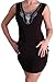 EyeCatchClothing - Glamouröses Perlen-besticktes Pailletten Cocktail Partykleid - Schwarz