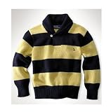 Ralph Lauren - Ralph Lauren Boys Striped Shawl Pullover Sweater Yellow/Navy Medium/Large