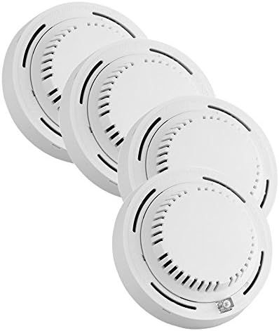 SUNLUXY Wired Fire Alarm Smoke Detector with Infrared Photoelectric Sensor White, 4 Pack
