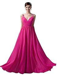 A-line V-neck Lace Ruched Spaghetti Strap Natural   Waistline Chiffon Floor Length Bridesmaid Dress 