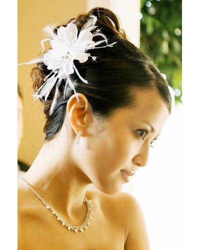 IVORY Floral Feather Bridal Hair Accessories