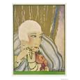 Typical Flapper with Platinum Blonde Bobbed Hair Green Eye-Shadow Rouge and Pencil Thin Eyebrows Art Giclee Poster Print by Barjanbey, 12x16