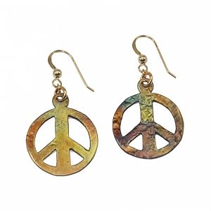 Medium Peace Symbol iridescent earrings