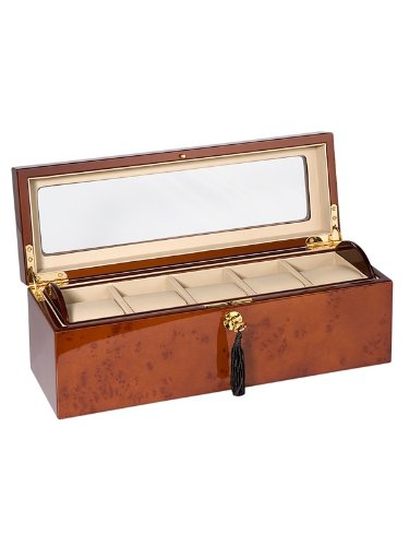 Rothenschild Accessories RS-8015 DB Watch Box For 5 Watches Dark Burlwood