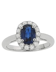 Halo Style Blue Sapphire and Diamond Ring