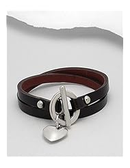 Black Heart Leather Bracelet In White Base