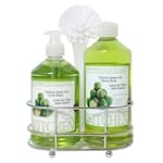 Upper Canada Soap & Candle Kitchen New Caddy Set with Dish Soap and Hand Wash, Tahitian Lime with Sweet Basil