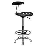 Black and Chrome Bar Stool Height Drafting Stool with Tractor Seat [LF-215-BLK-GG]