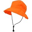 Unisex Neon Summer Chin Tie Boonie Bucket Hat Cap Crusher Snap up 58cm Orange