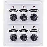 Marine White Boat Splashproof 6 Gang Led Toggle Switch Panel - Five Oceans