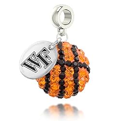 Wake Forest Demon Deacons Basketball Drop Charm Fits All Pandora Style Bracelets