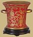 Unique Housewarming Gift Idea - 7" Fine Grape Vine Red & Gold Chinese Porcelain Decorative Vase