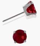 Genuine 4mm Round Ruby 14 Karat White Gold Stud Earrings