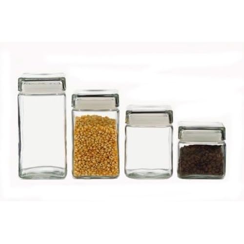 For Living 4pc Square Glass Canister Set 04236924