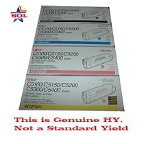 5,000 Pages (B, C, M, Y) OEM, GENUINE OKI High Yield Toner Cartridge Combo for Okidata C5100, C5150, C5200 , C5300, C5400, C5510 By SOL
