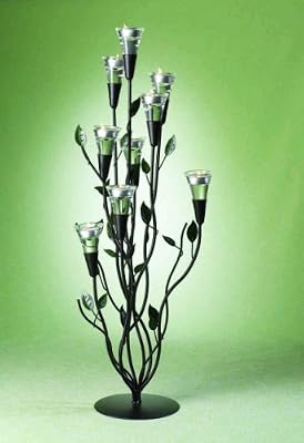 30-in Metal Tree with Clear Glass Cones and Flickering Electric Tealights